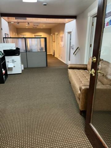 Office lobby and workstations after professional cleaning